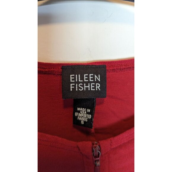 Eileen Fisher Red 3/4 Sleeve Cardigan With Zipper Front Closure Small - Picture 4 of 4